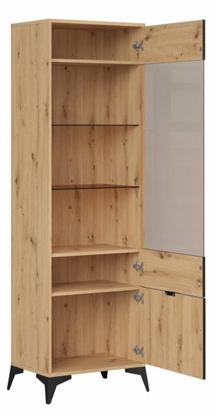 Raft Ludale 109, Stejar artizan, Sticlă, PAL laminat, 197x60x41cm, 51.4 kg