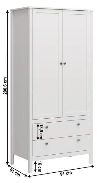 Z0ND0 Dulap de haine Otis 2d2s (alb). 1065253