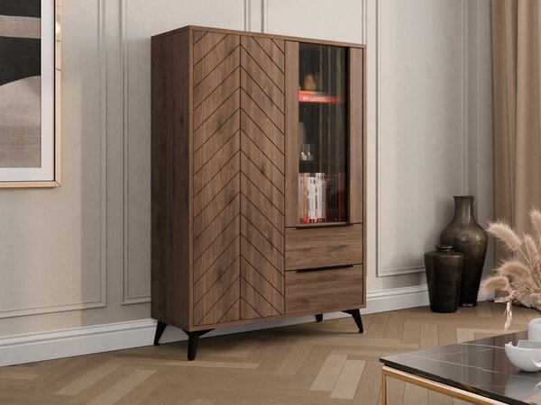 Raft Comfivo Citrus V, Nuc, MDF, PAL laminat, Sticlă călită, 150x104x40cm, 64 kg