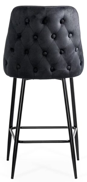 Scaun de bar Napoli, negru, catifea