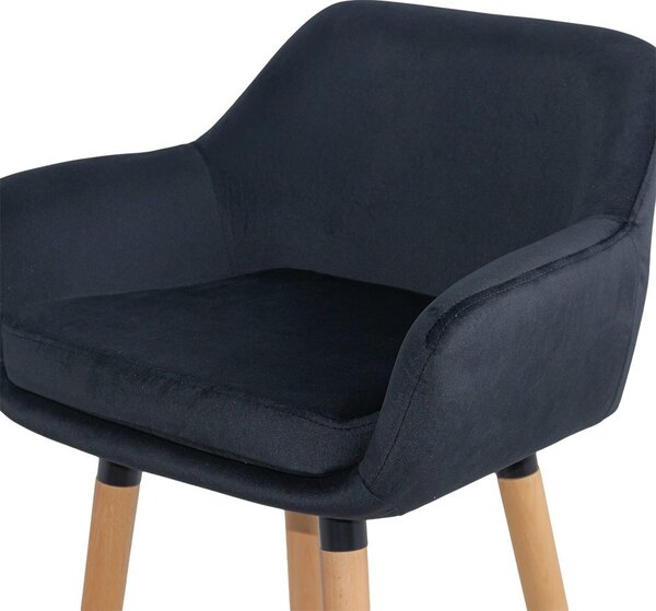 Scaun de bar Monaco, negru, catifea