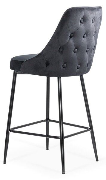 Scaun de bar Napoli, negru, catifea