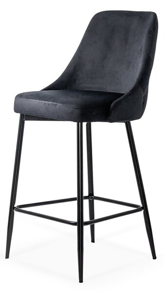 Scaun de bar Napoli, negru, catifea
