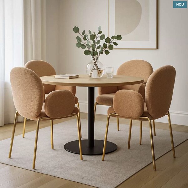 Scaun dining Kora, bej, boucle