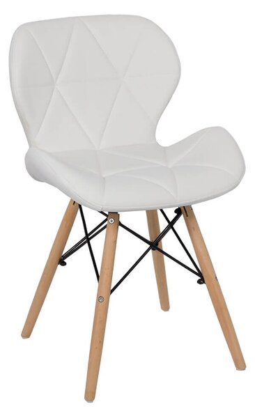 Scaun dining Uma, alb, piele ecologica
