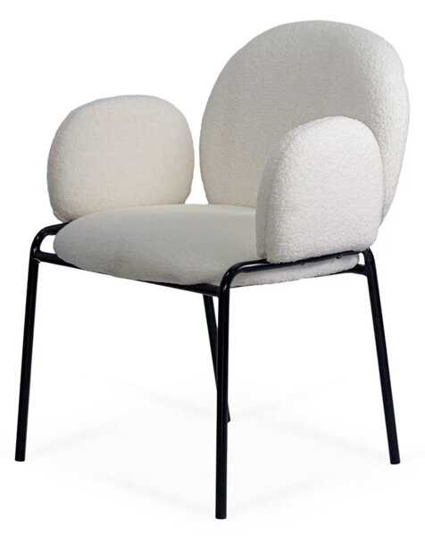 Scaun dining Juno, crem, boucle