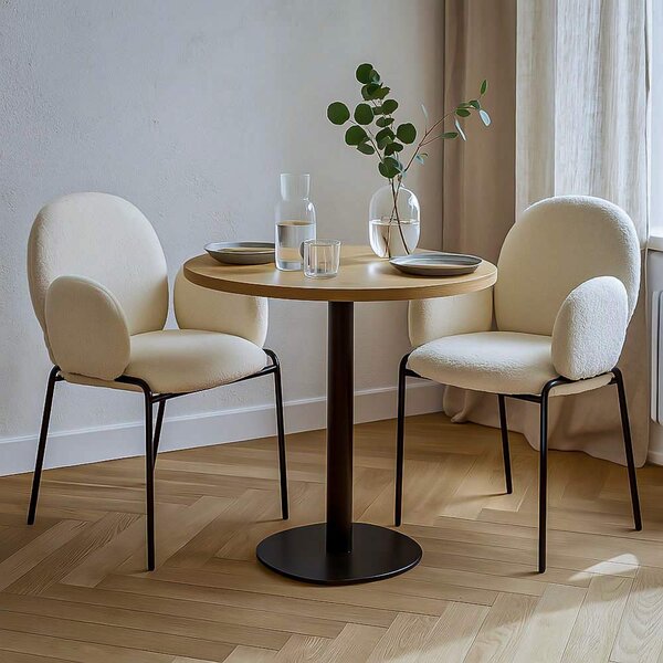 Scaun dining Juno, crem, boucle
