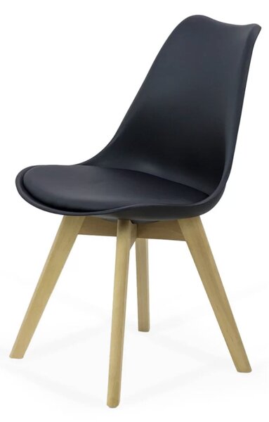 Scaun dining Yara, negru, piele ecologica