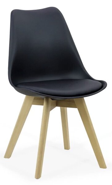 Scaun dining Yara, negru, piele ecologica