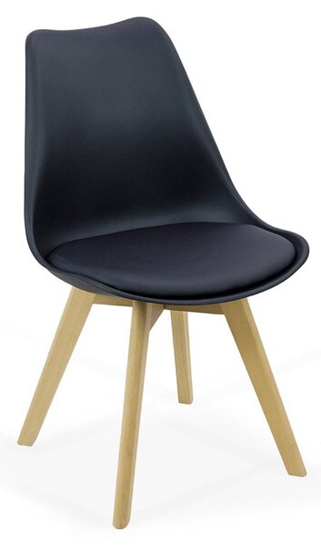 Scaun dining Yara, negru, piele ecologica