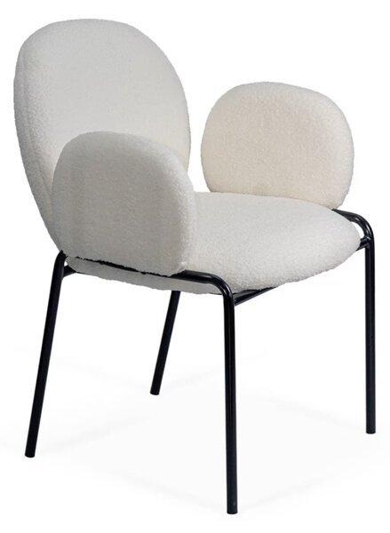 Scaun dining Juno, crem, boucle