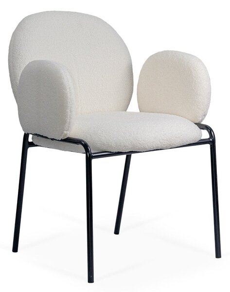 Scaun dining Juno, crem, boucle