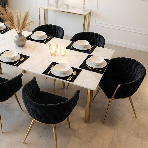 Scaun dining Bianca, negru, catifea