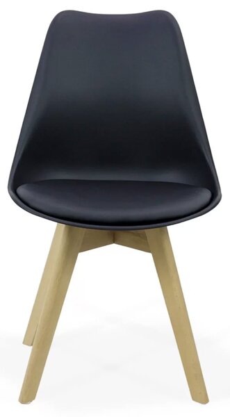 Scaun dining Yara, negru, piele ecologica