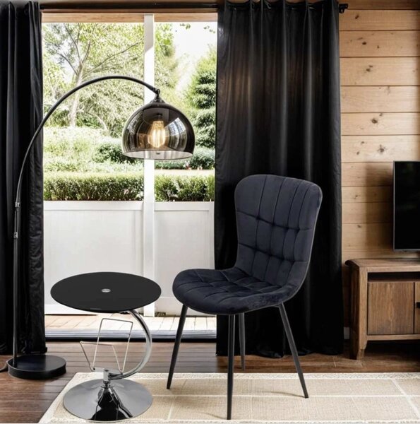 Scaun dining Dalia, negru, catifea