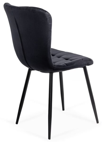 Scaun dining Dalia, negru, catifea