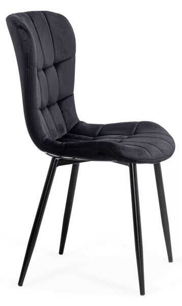 Scaun dining Dalia, negru, catifea