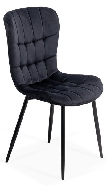 Scaun dining Dalia, negru, catifea