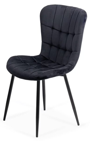 Scaun dining Dalia, negru, catifea