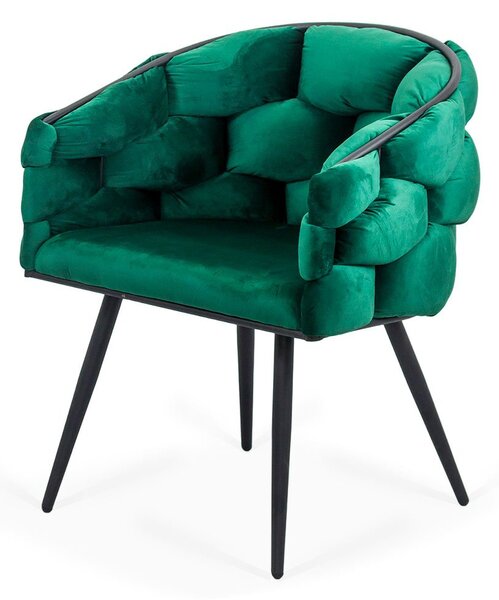 Scaun dining Daphne, verde, catifea