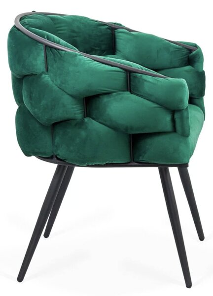 Scaun dining Daphne, verde, catifea