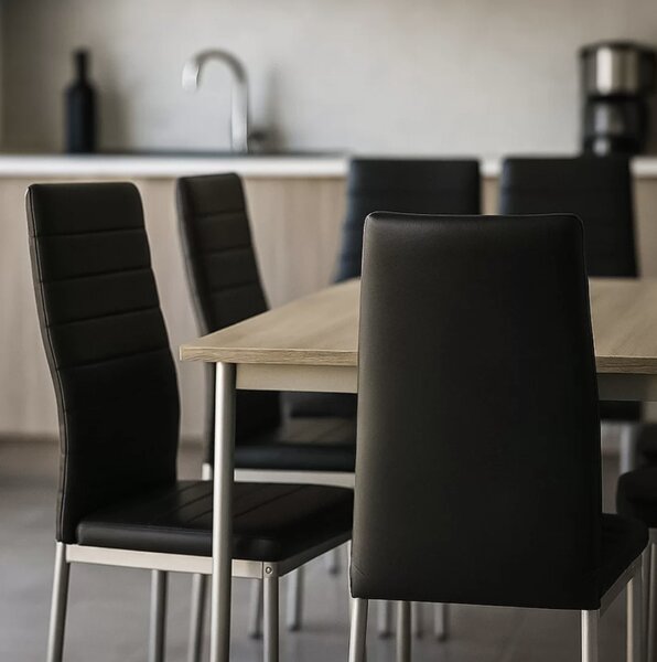 Scaun dining Vera 183, negru, piele ecologica