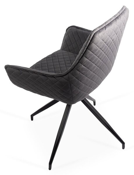 Scaun dining AIDA 193, catifea, rotativ 360 , baza metalica, Gri