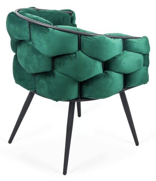 Scaun dining Daphne, verde, catifea