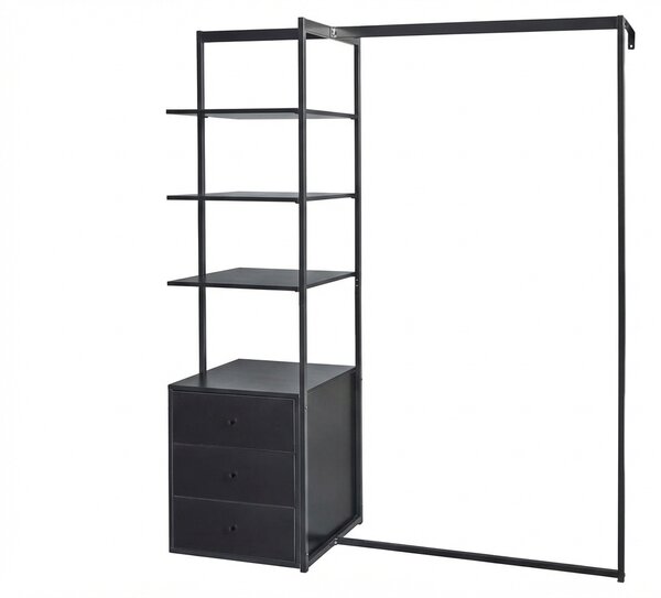 Suport pentru haine cu raft ARDEO 150x180 cm, negru
