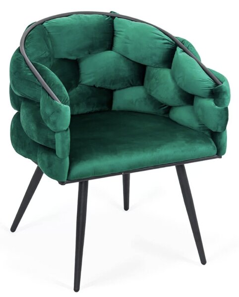Scaun dining Daphne, verde, catifea