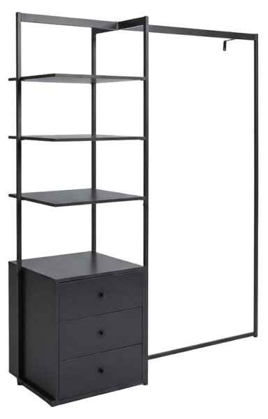 Suport pentru haine cu raft ARDEO 150x180 cm, negru