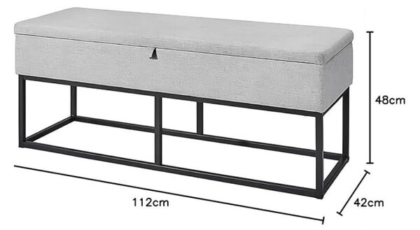 Banca cu spatiu de depozitare TAURO 112x48 cm, gri