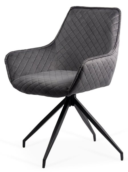 Scaun dining AIDA 193, catifea, rotativ 360 , baza metalica, Gri