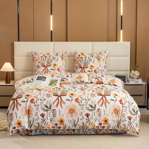 Lenjerie de pat din microfibra FLORAL RIBBON crem Dimensiune lenjerie de pat: 70 x 90 cm | 140 x 220 cm