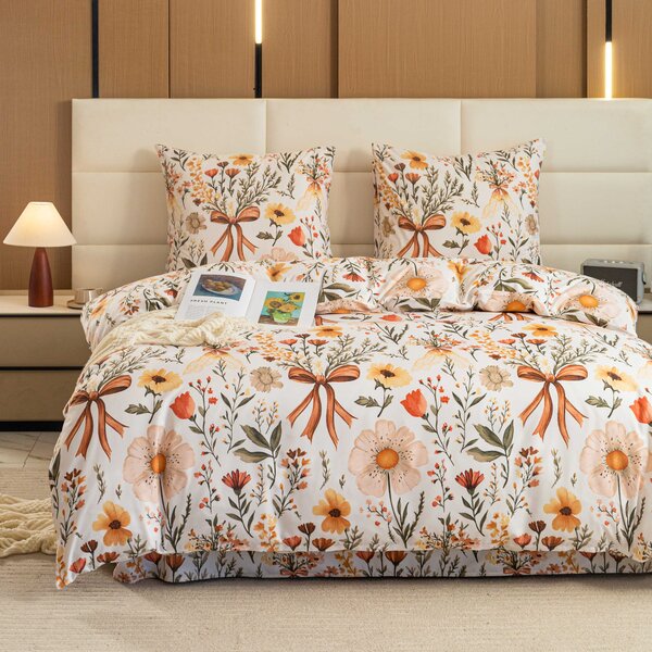 Lenjerie de pat din microfibra FLORAL RIBBON crem Dimensiune lenjerie de pat: 70 x 90 cm | 140 x 220 cm