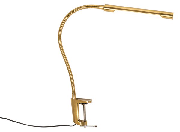 Lampă de birou cu clește alamă incluzând LED cu dimmer tactil - Lionard