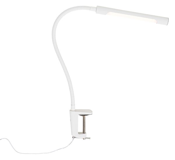 Lampă de birou cu clemă albă cu LED cu dimmer tactil - Lionard