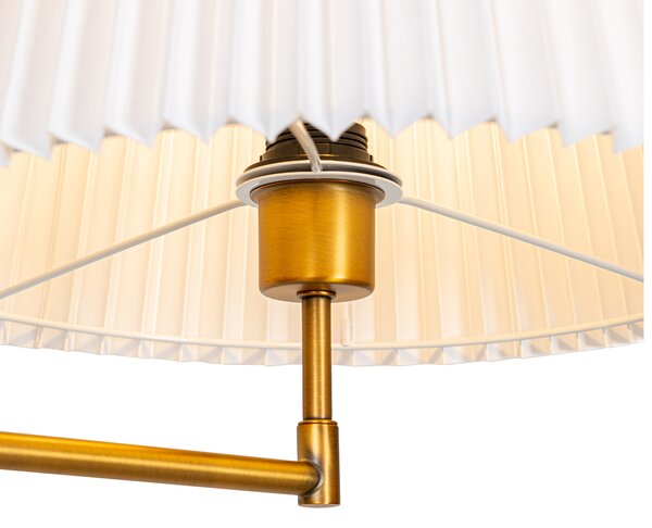 Lampă de podea bronz cu abajur alb plisat și braț reglabil - Ladas Deluxe