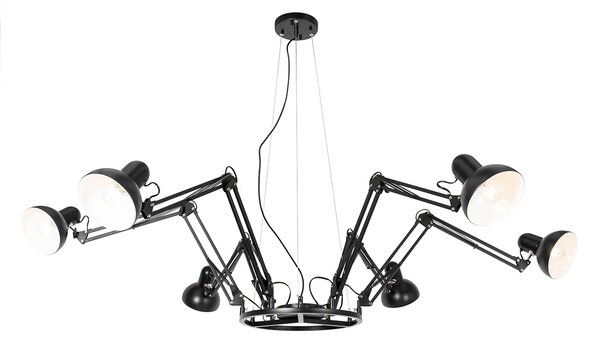 Suspensie industriala neagra 6 lumini reglabila - Hobby Spinne