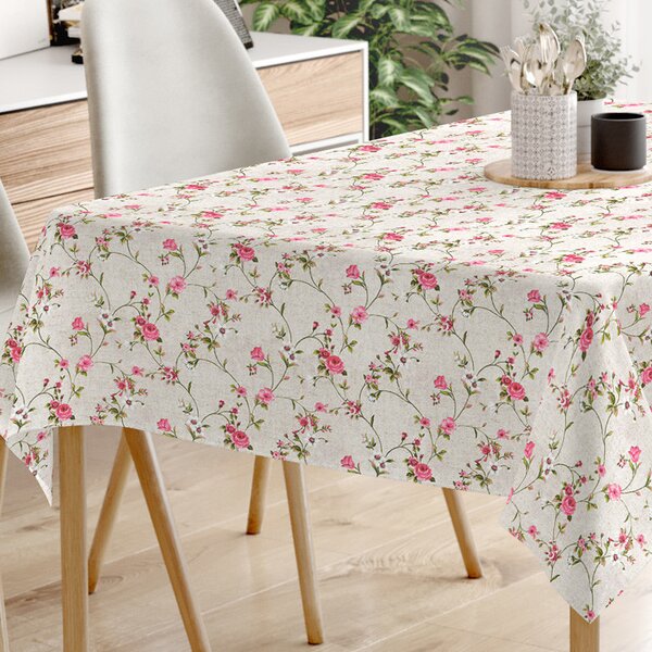 Goldea față de masă decorativă loneta - trandafiri înmuguriți 80 x 80 cm