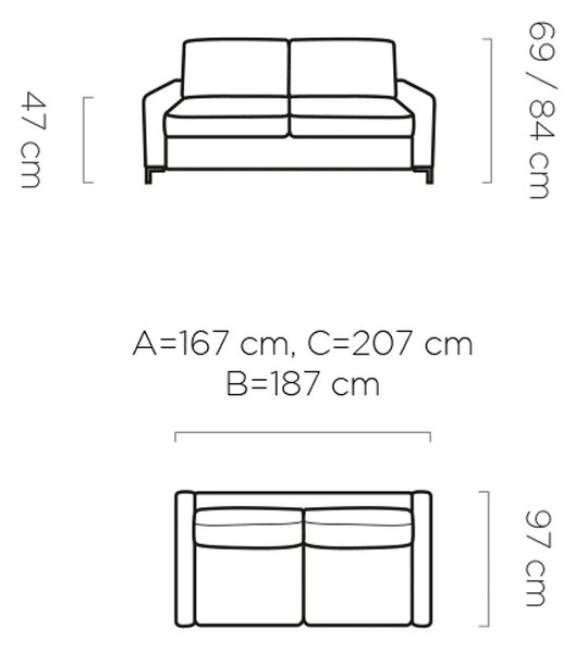 Canapea extensibila TINO 140, stofa catifelata albastru - Poso 05, 187