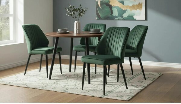 Scaun tapitat K432, verde inchis, stofa catifelata, 48x57x85 cm