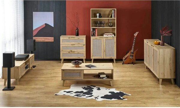 Biblioteca BORNEO, stejar artisan, PAL laminat, 80x40x173 cm