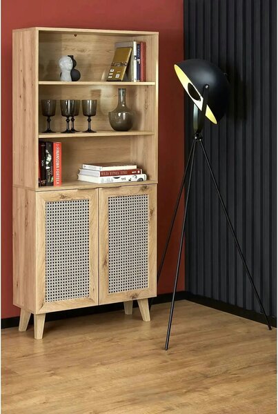 Biblioteca BORNEO, stejar artisan, PAL laminat, 80x40x173 cm
