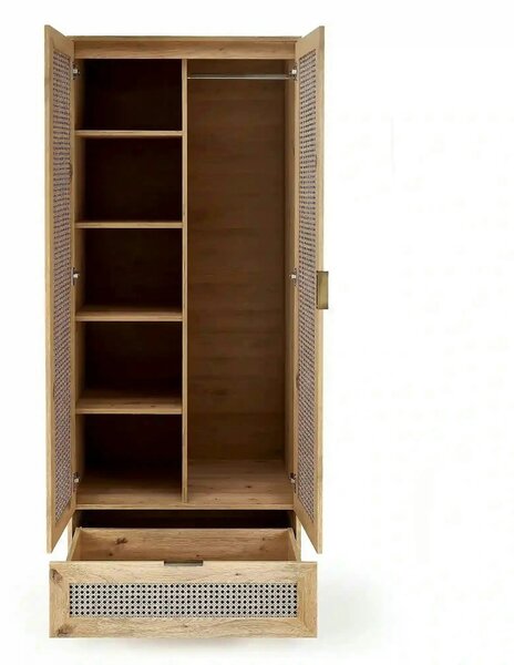 Dulap BORNEO, stejar artisan, cu 2 usi si un sertar, 80x57x200 cm