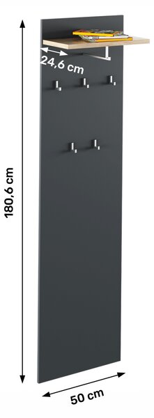 Panou cuier Hamila NEW TYP 19 (grafit + stejar artisan). 1028780