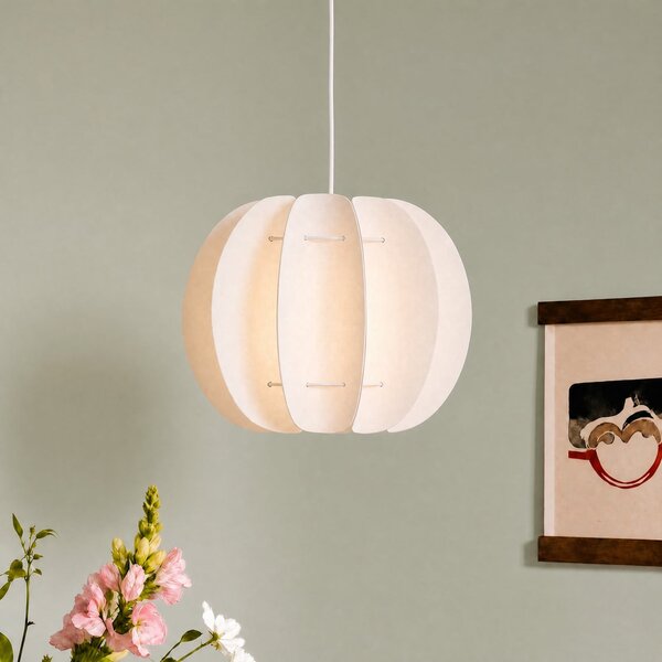 Lindby Lampă suspendată Winslow, alb crem, Ø 35 cm, E27, reglabil, Alb, Camera de zi / sufragerie, Plastic, Scandinavă