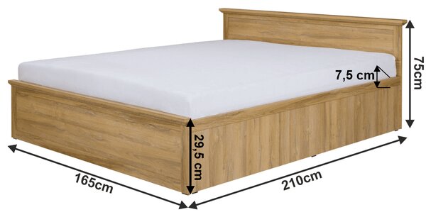 Pat matrimonial 160 cm Leoras MZ21 (cu somieră) (stejar grand). 1017342