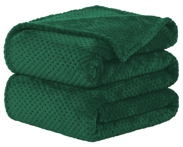 Patura Cocolino UNI gofrata pentru pat dublu 200 x 220 cm Verde