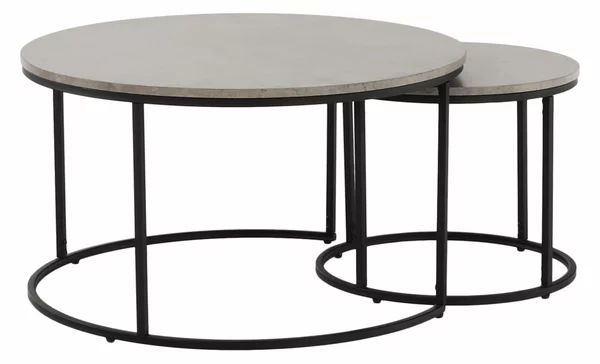 Set 2 măsuțe de cafea Ilak (beton + negru). 1016583